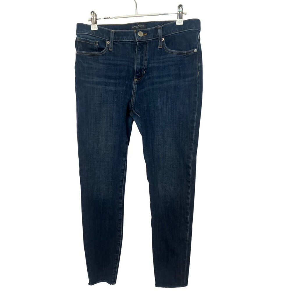 Banana Republic Womens MidRise Skinny Cropped Premium Denim Jeans 30X27 Raw Edge